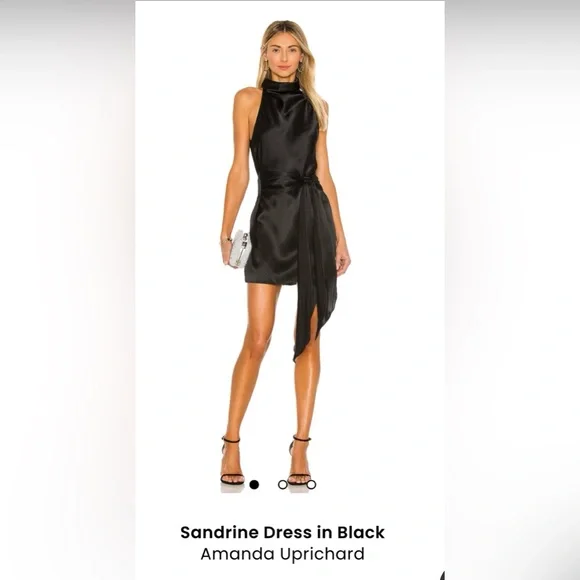 Amanda Uprichard | Dresses | Amanda Uprichard Black Asymmetrical Mini Satin  Dress | Poshmark